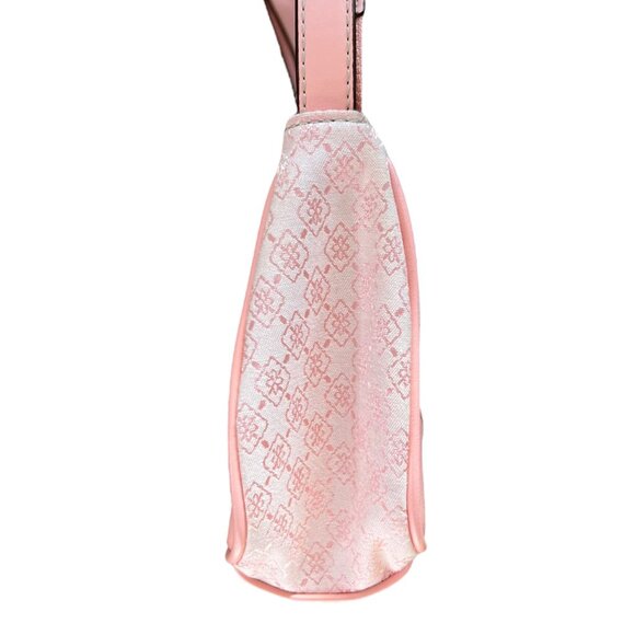 Y2K Liz Claiborne Canvas Faux Leather Shoulder Bag PinkCoquette Barbiecore - Picture 5 of 16